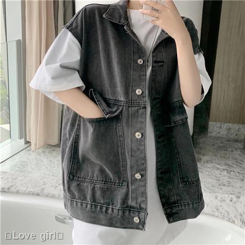 [Nhập WACB22 - giảm 35K đơn 120K] Áo khoác denim không tay dáng rộng xinh xắn theo phong cách hàn quốc | BigBuy360 - bigbuy360.vn
