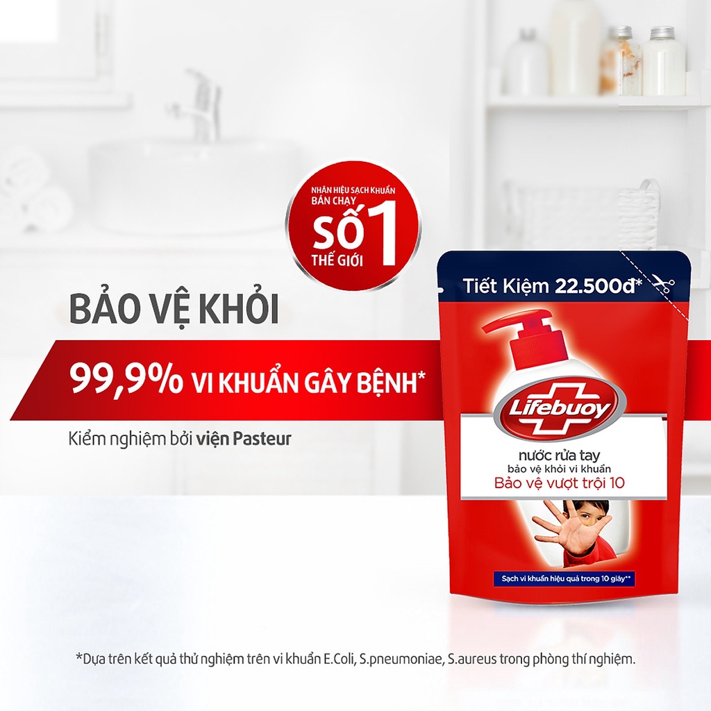 nước rửa tay lifebuoy túi mới 450g bảo vệ khỏi vi khuẩn