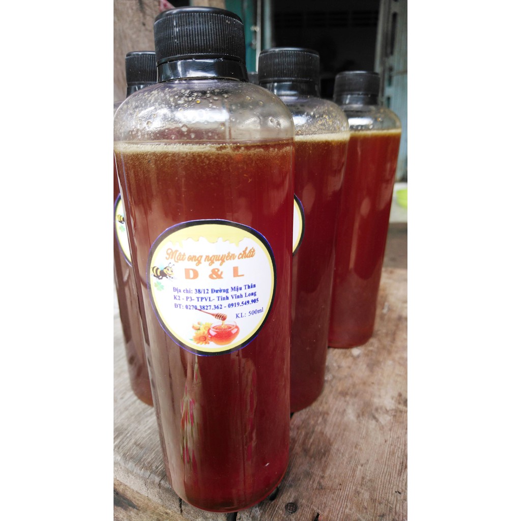 Mật ong tràm nuôi nguyên chất không pha đường nhãn hiệu D&L (chai 500ml)