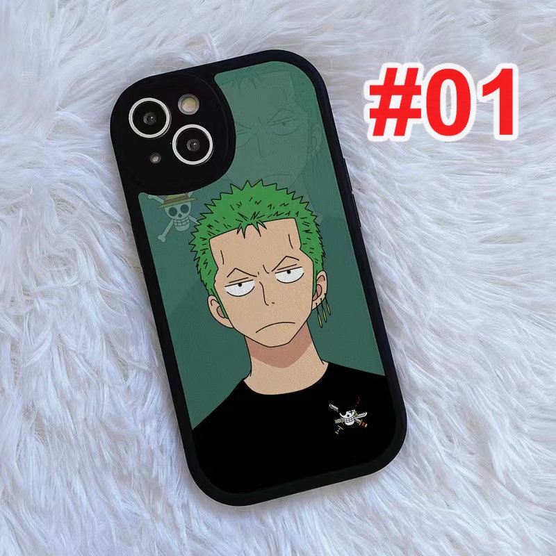 Realme C53 C55 C35 C31 C21 C15 C12 C25 C25S C21Y C25Y C20 C11 2021 Narzo 20 30A 9i 8 7 7I 6 6S C17 5i 5s 5 2 Pro C1 U1 X XT Cute Cartoon ONE PIECE Luffy Zoro All inclusive Black Shockproof Soft Phone Case oval lens protection Back Cover XPN 01