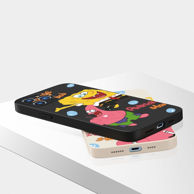 SUNTAIHO Ốp lưng iphone Ốp điện thoại silicon họa tiết hoạt hình Spongebob thích hợp cho iPhone 13 12 11 Mini Pro X XR XS Max 7/8 Plus
