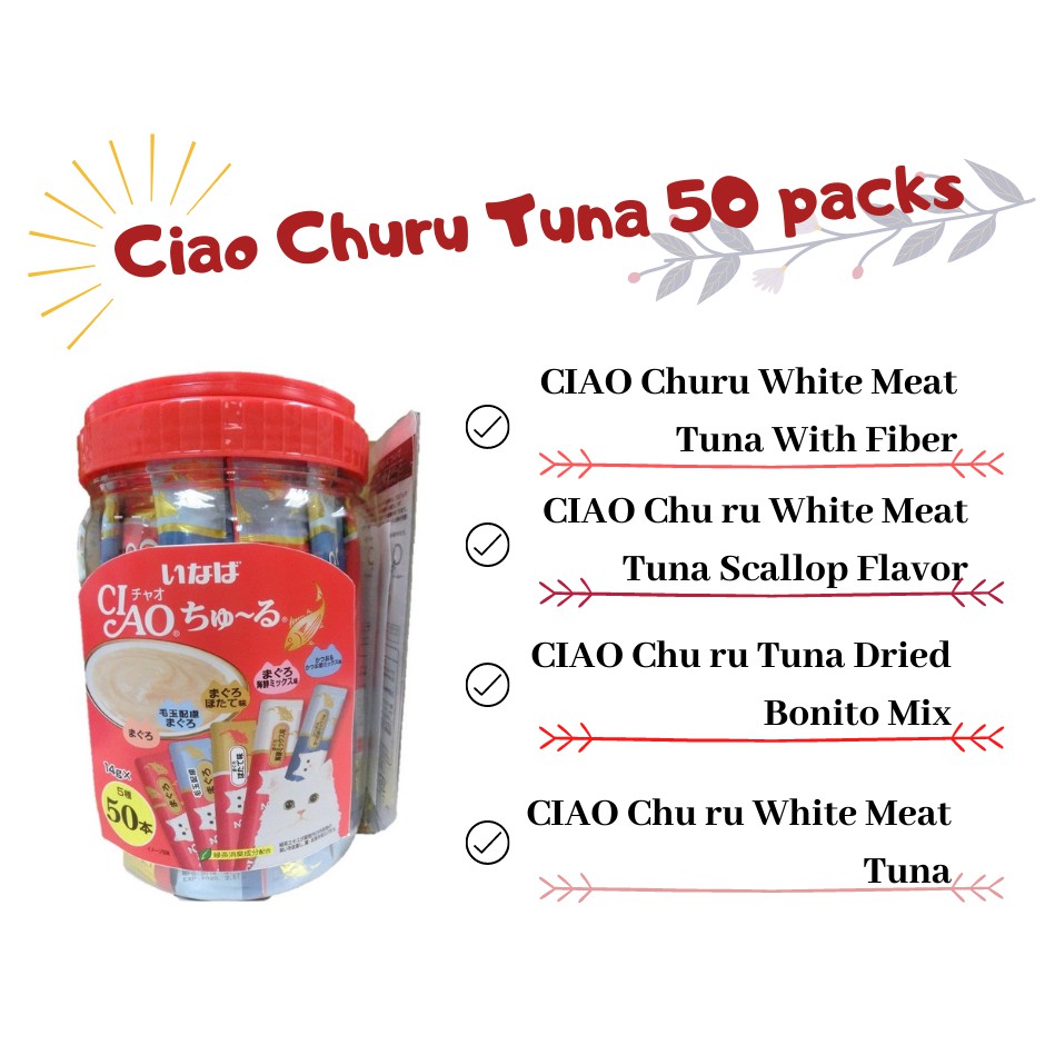 [700gr] Súp dinh dưỡng Ciao Churu Nhật Thái 50 thanh mix vị cho mèo - Súp thưởng cho mèo