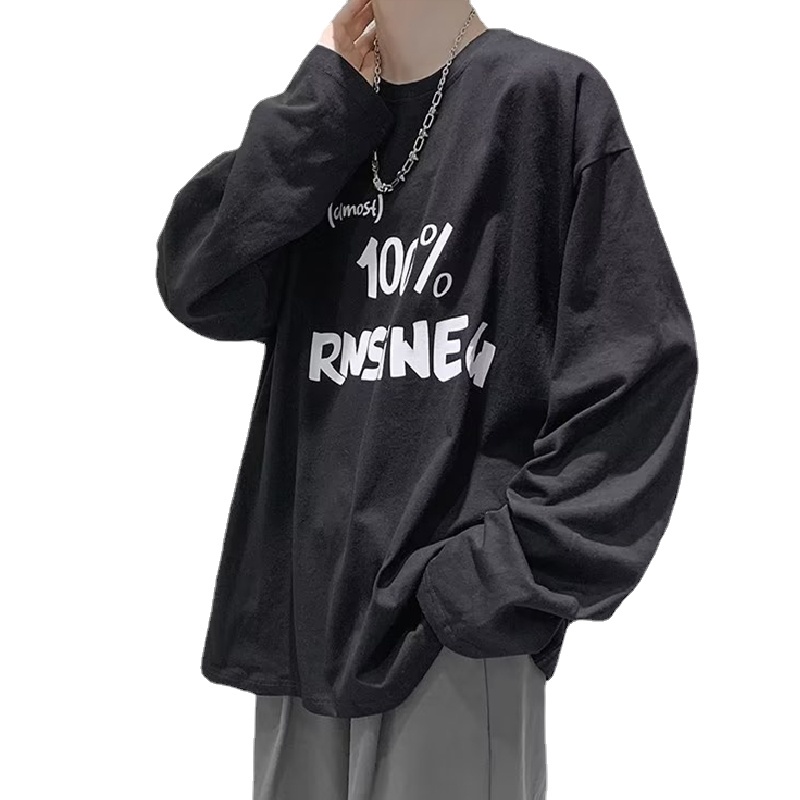 Áo Thun Tay Dài Dáng Rộng In Chữ Phong Cách Hip Hop Hàn Quốc Thời Trang Cho Nam Và Nữ size M-5XL