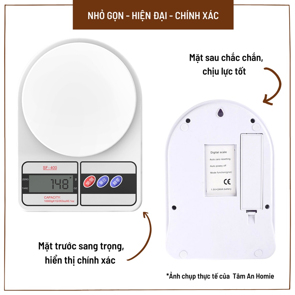 Cân Tiểu Ly Điện Tử Nhà Bếp [GIÁ TỐT]  Màn Hình LCD Mini Định Lượng 1g - 7Kg Làm Bánh Độ Chính Xác Cao Có Hộp Tặng Kèm 2
