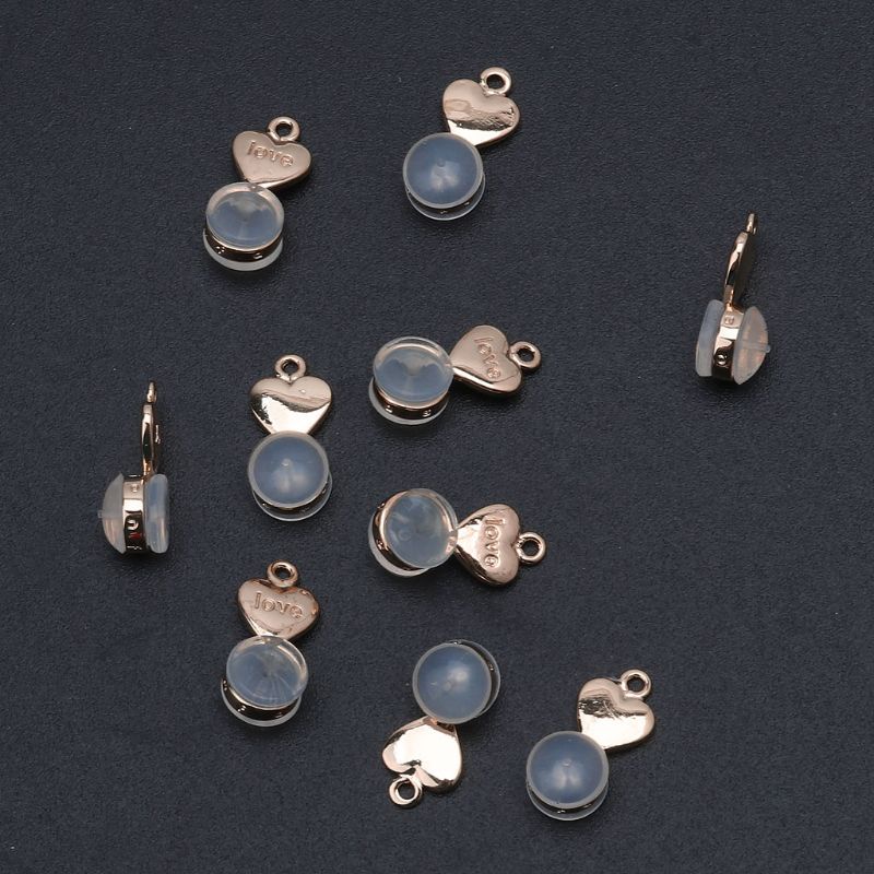 King Set 10 Bông Tai Trái Tim Bằng Thép Màu Vàng Thay Thế Cho Mọi Loại Bông Tai