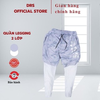 Quần thể thao legging 2 lớp DRS, quần tập gym nam legging 2 lớp DRQ04 co giãn cực tốt,bảo vệ da