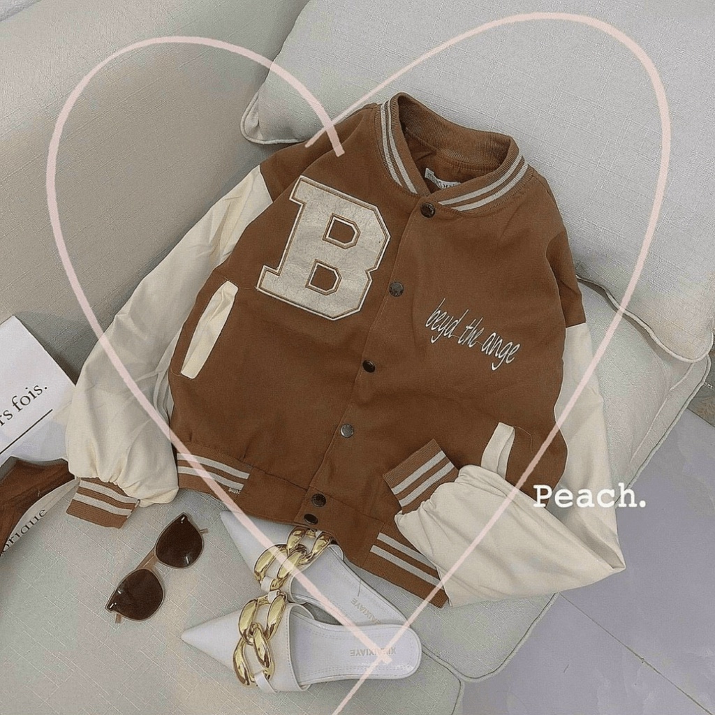 Áo Khoác Nữ Croptop Chữ B Chất Da Lộn Kiểu Bomber Form Rộng Mặc Trẻ Trung Năng Động NEW UNISEX