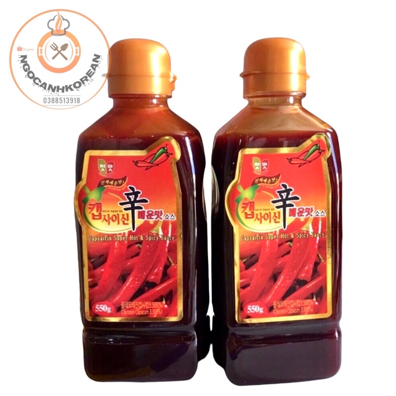 &lt;HOT&gt; COMBO 2 CHAI DẦU ỚT CAPSAISIN 550GR NẤU MỲ CAY CẤP ĐỘ HÀN QUỐC