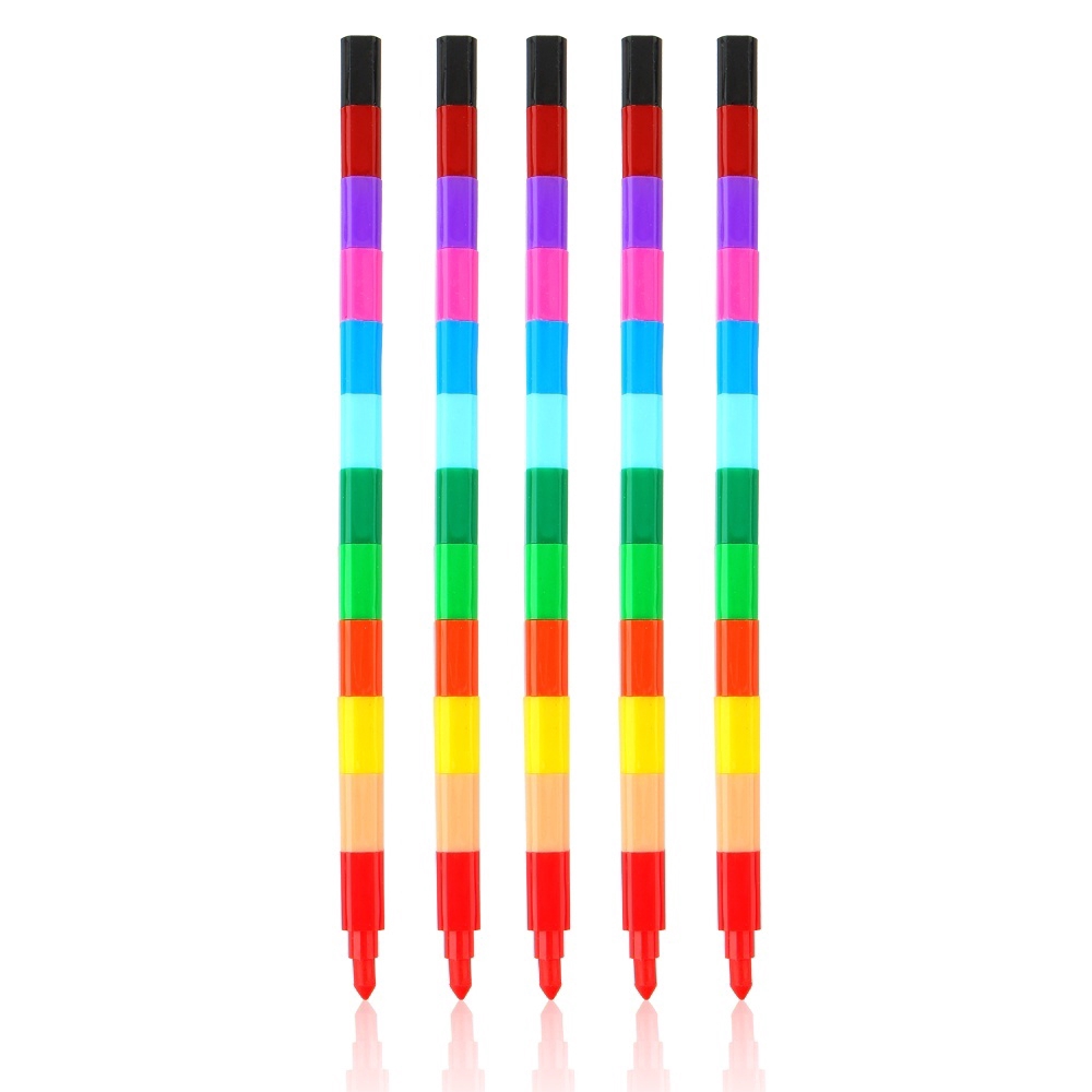 Bút chì màu kiểu xếp khối dài 12 màu thiết kế độc đáo dành cho trẻ em