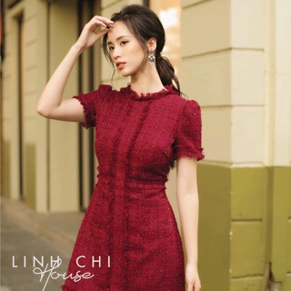 Váy đỏ tweed