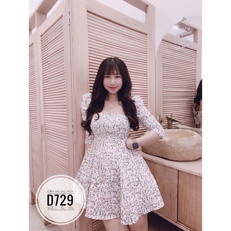 BIGSIZE Đầm nhung hoa D729