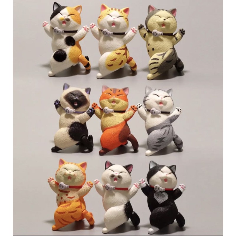 Set 9 tượng mô hình mèo béo ú oà 5cm