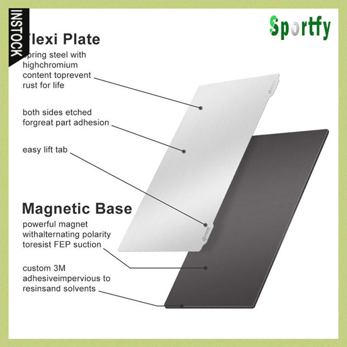 Sportfy Flexible Steel Plate + Magnetic Sheet Base for Photon 135x80mm 135 X 75mm