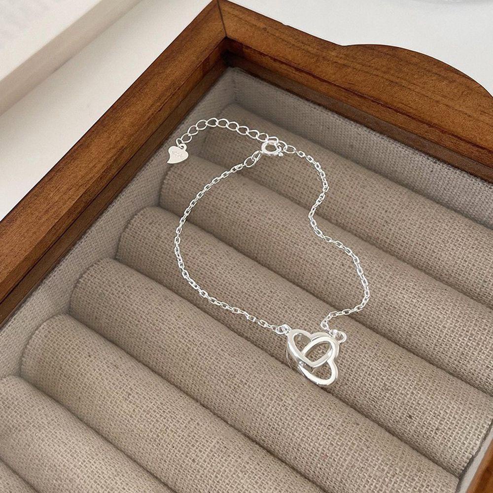 MOCHO Vòng Tay Dây Xích Đôi Mặt Trái Tim Phong Cách Punk Thanh Lịch Cho Nữ