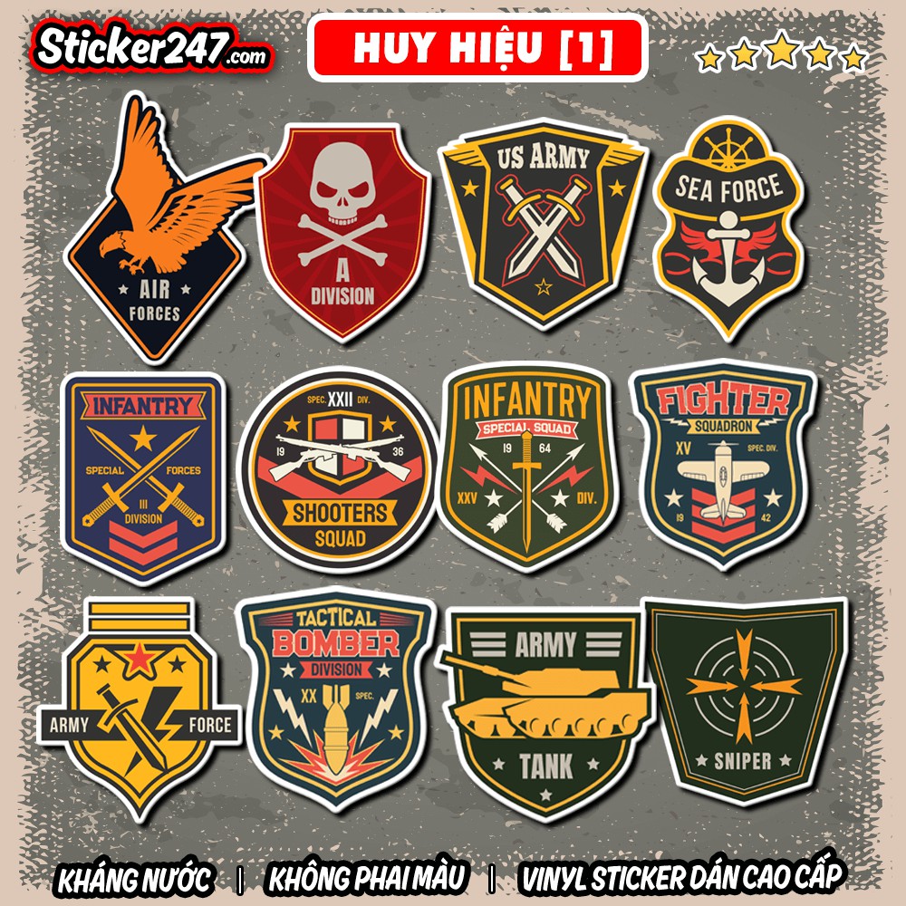 Sticker Huy Hiệu War [1] 𝑭𝒓𝒆𝒆𝒔𝒉𝒊𝒑 chống nước, sticker dán laptop, điện thoại, đàn guitar, mũ bảo hiểm, vali, ipad