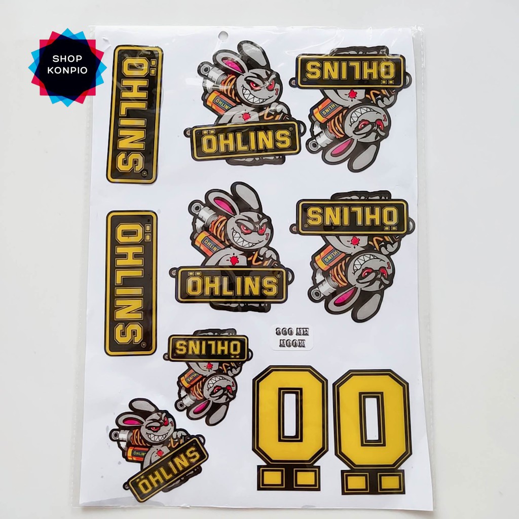 Bộ Tem Sticker Dập Nổi OHLINS Cao Cấp Dán Xe Máy, Ô Tô, Mũ Bảo Hiểm, Chống Thấm Nước, Chống Bay Màu