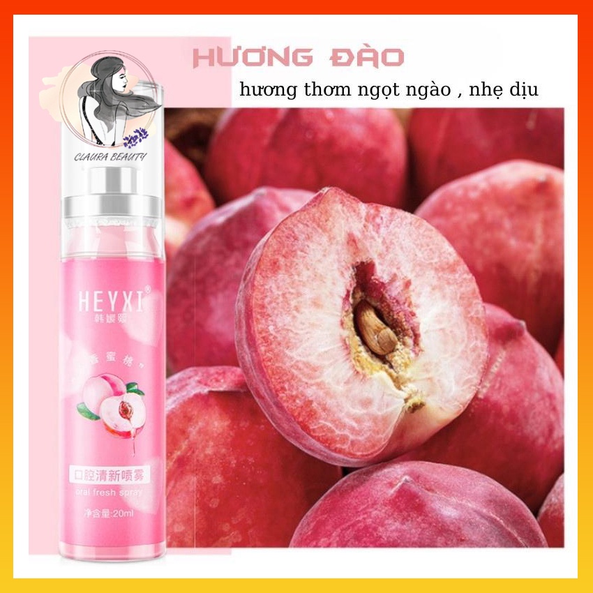 Xịt Thơm Miệng HEYXI Hoa Quả, Hơi Thở Thơm Mát, Lưu Hương Suốt 8H, Vệ Sinh Khoan Miệng CLAURA  BEAUTY