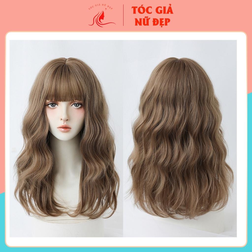 Tóc giả nữ nguyên đầu xù dợn sóng, T60F, tặng kèm lưới trùm