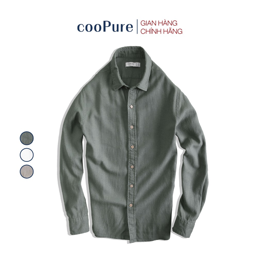 Áo sơ mi dài tay cooPure 100% đũi recyle mềm mịn, hình thêu tinh tế NO.2254 (4 màu)