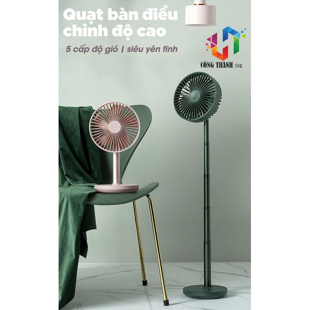 [Hàng Chính Hãng] Quạt Đứng/Để Bàn Jisulife FA13/FA13X Kèm Cáp Type C Pin 8000mAh