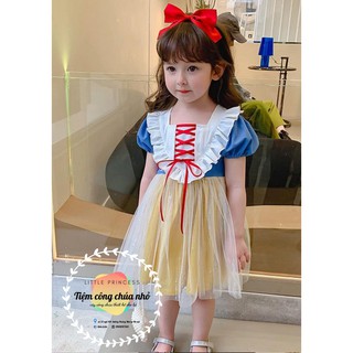 Váy Công Chúa Bạch Tuyết Kèm Nơ 🍓FREESHIP🍓 Đầm Bạch Tuyết Đan Dây Siêu Xinh TIỆM CÔNG CHÚA NHỎ