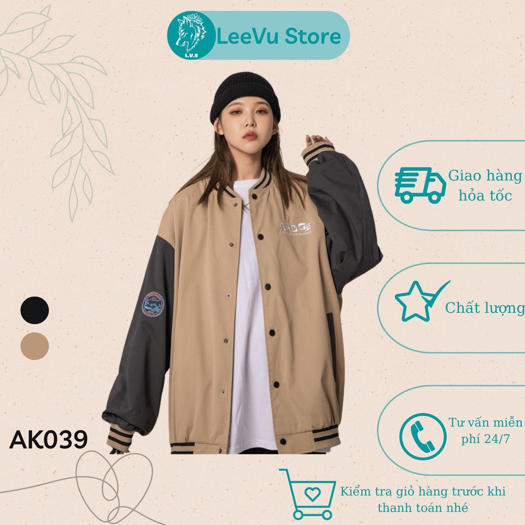 Áo Khoác Dù Bomber Jacket Babge Phong Cách Hàn Quốc,Áo Unisex Phù Hợp Cho Nam Và Nữ AK039