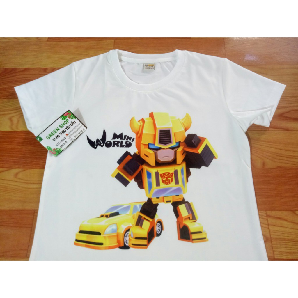 Áo Thun Trẻ Em In Hình Games Mini Word Skin Robot Bumblebee Vải Thái S256