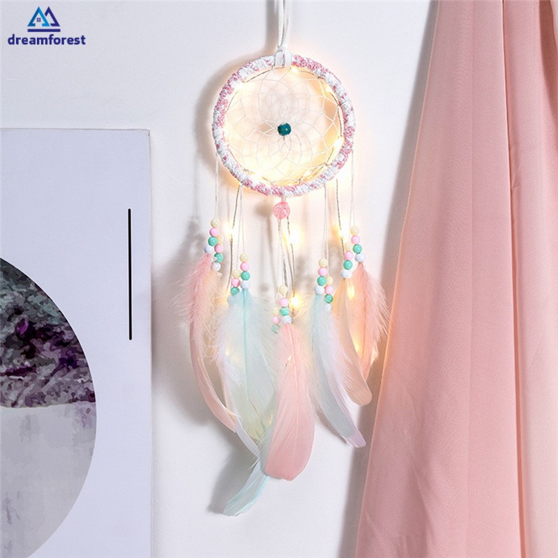 Dreamcatcher gắn đèn LED treo tường dùng để trang trí nhà