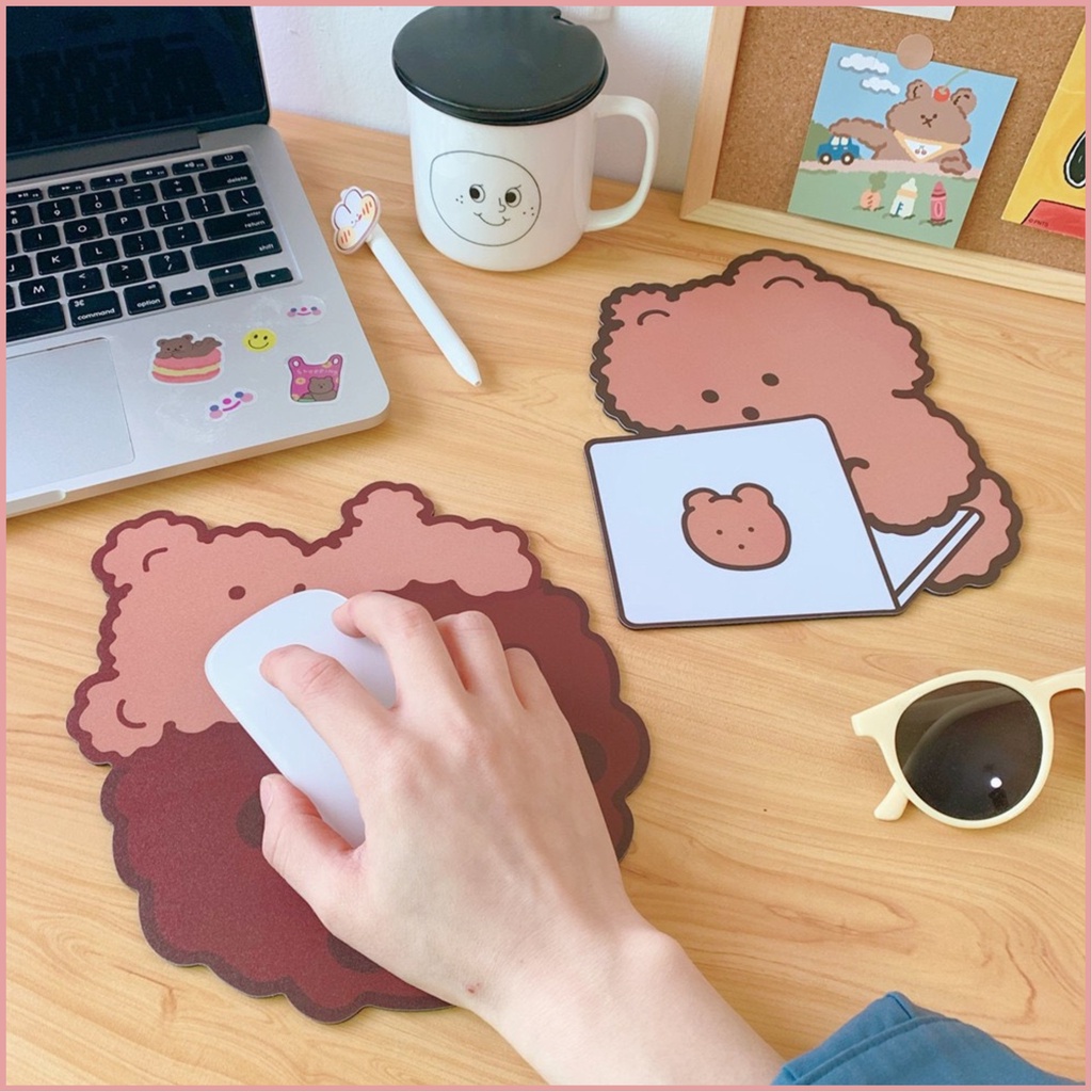 Miếng lót chuột hình amime gấu nâu - Miếng lót ly trang trí bàn học