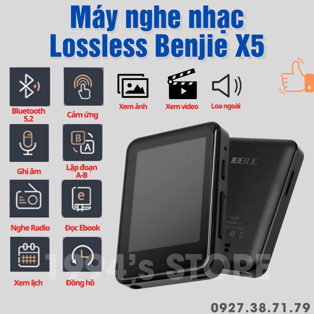 [SẴN] Máy Nghe Nhạc Thể Thao Benjie X5 Bản 2022 Bluetooh 5.2 HIFI - Loa Ngoài Lớn - Mán hình lớn 2.5 inch cảm ứng