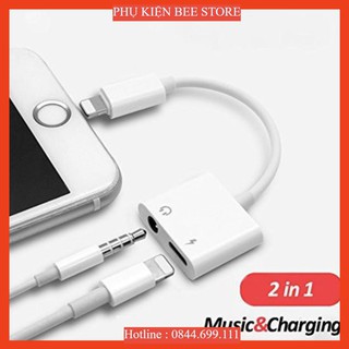 Jack chia cổng vừa sạc vừa đeo tai nghe 3.5mm có mic cho iphone 7/8/x/xsmax