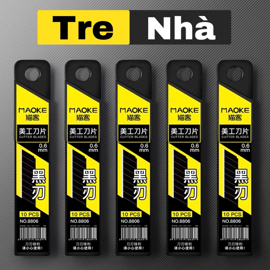 Hộp 10 lưỡi dao đen dọc giấy SK5, hợp kim Titan dày toàn bộ bằng thép chịu lực nặng