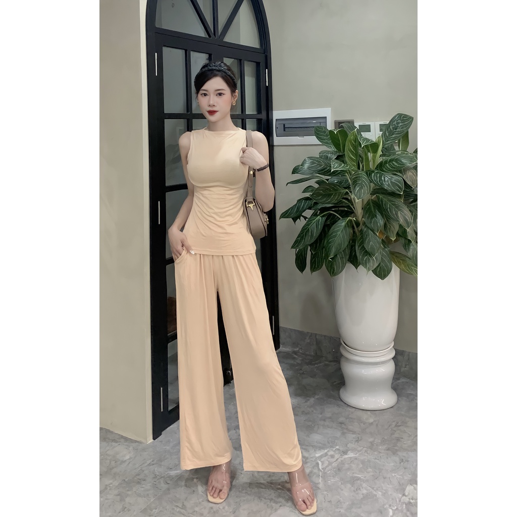 Set quần ống rộng, áo rời 💕 ẢNH THẬT 💕 thích hợp đi tiệc đi chơi, co giãn 4 chiều | BigBuy360 - bigbuy360.vn