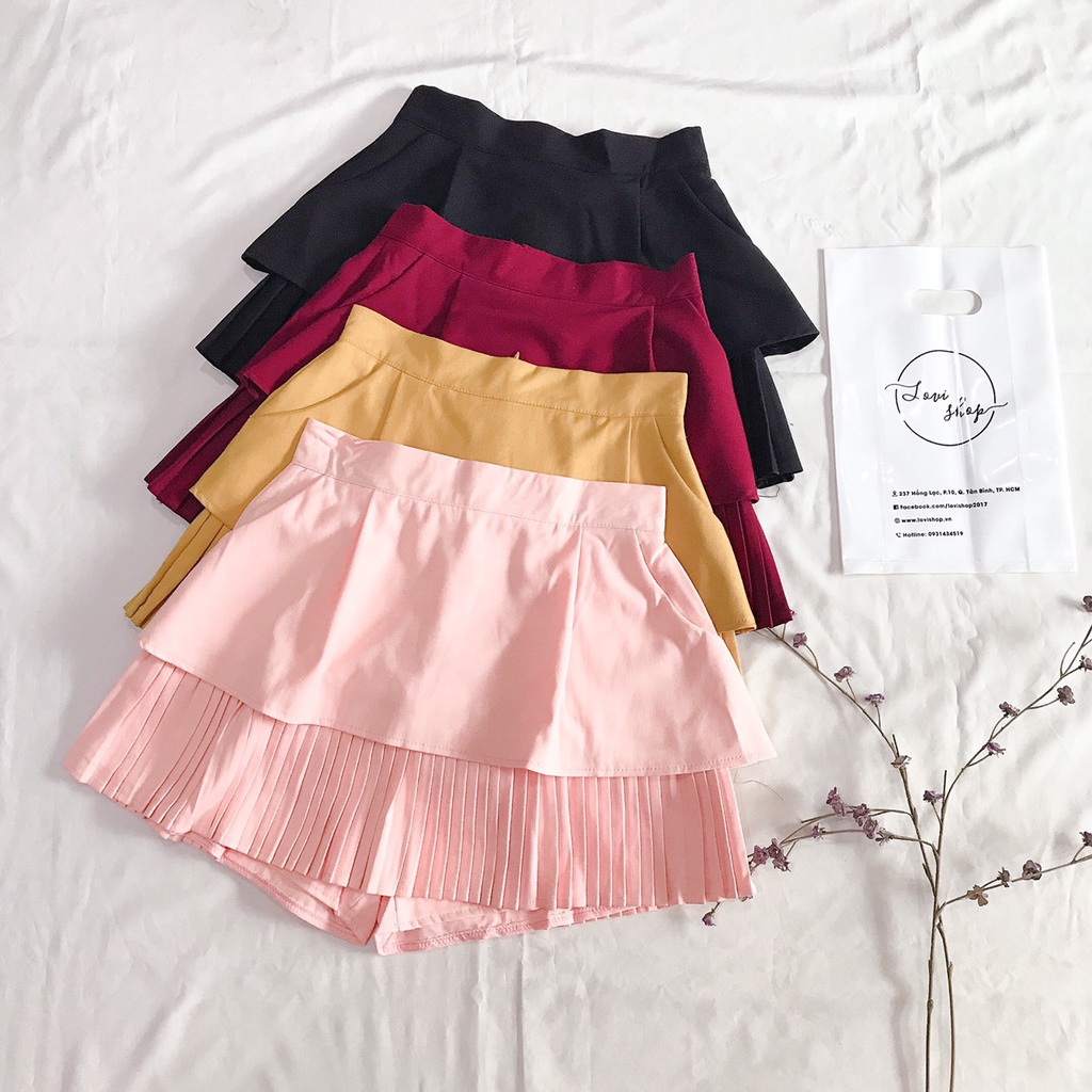 Chân váy dập ly dáng ngắn 6 màu Lovi