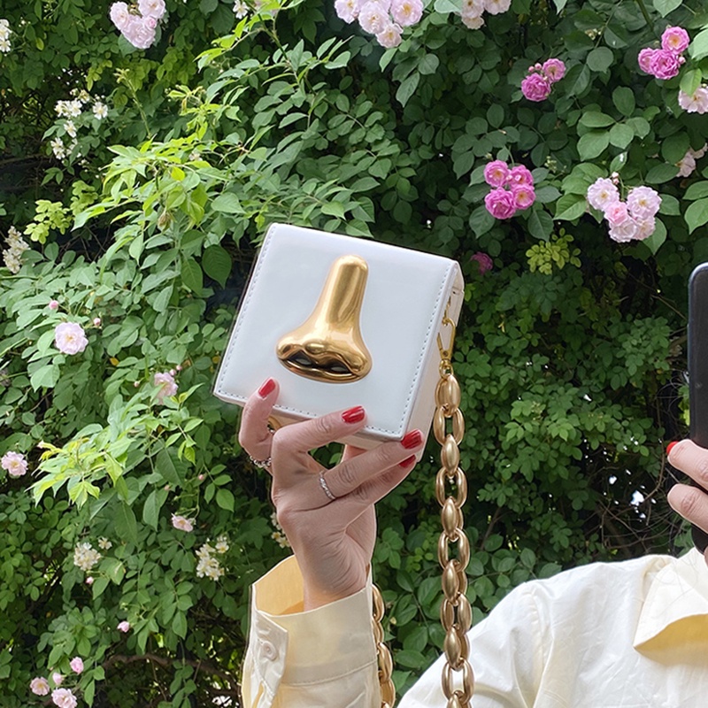 IELGY Túi Đeo Vai Hình Vuông Cỡ Nhỏ Phối Dây Xích Thời Trang Cho Nữ