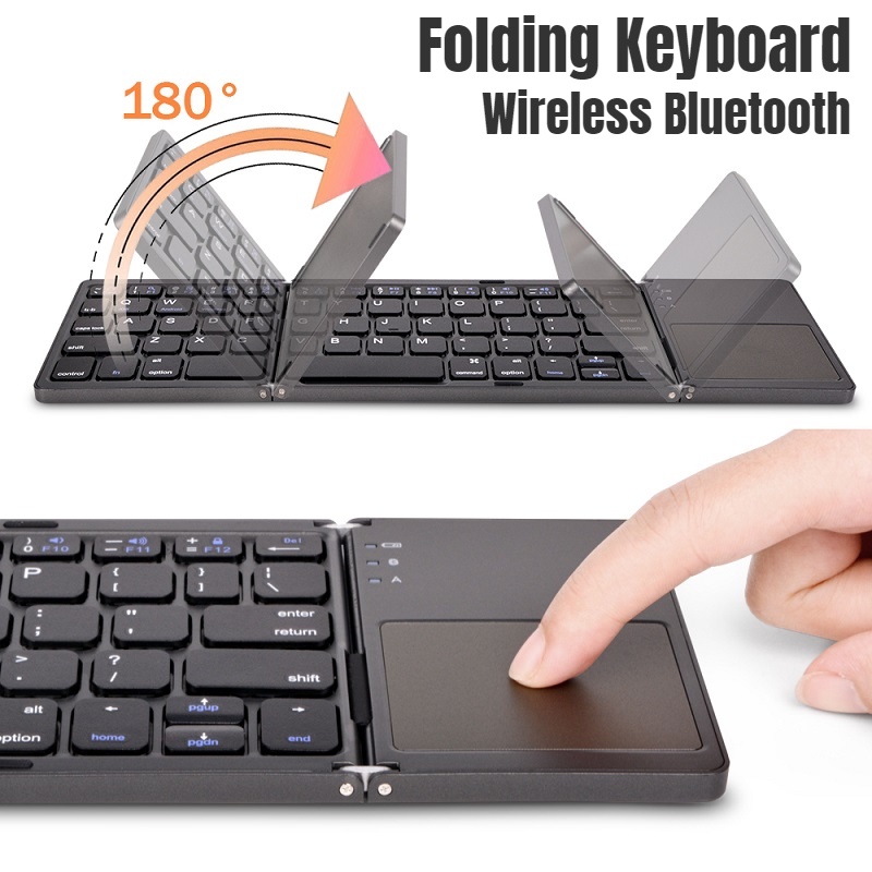 Bàn Phím Bluetooth Không Dây Gấp Gọn Có Bàn Phím Cảm Ứng Cho Điện Thoại / Máy Tính Bảng / Laptop