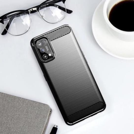 Ốp lưng dẻo Oppo Realme 7 Pro vân sợi cacbon chống sốc, chống vân tay Rugger Amor