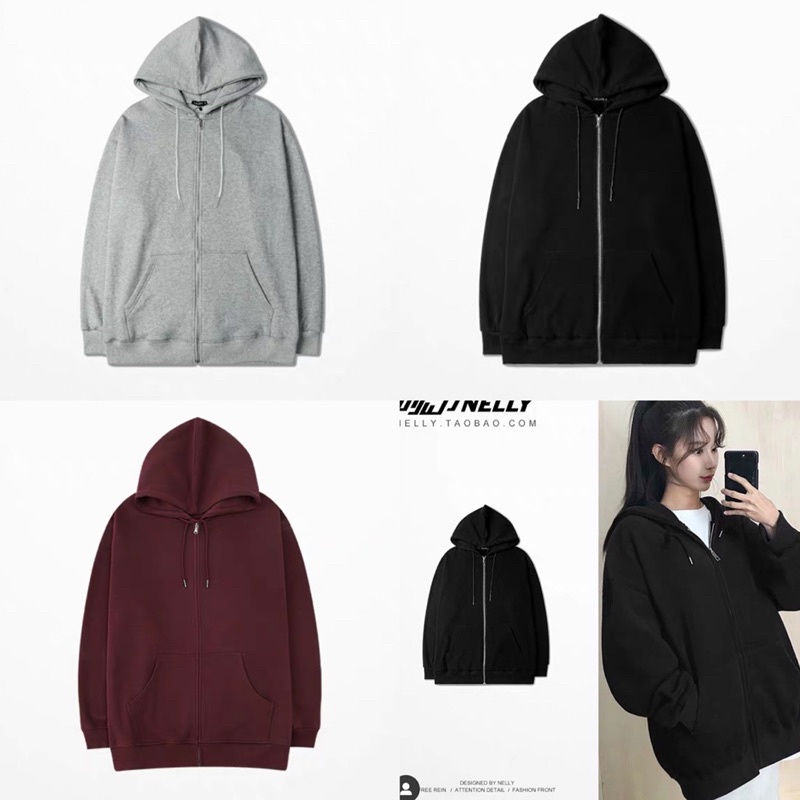 [CHÍNH HÃNG + DEAL SỐC] Áo Hoodie Zip trơn nỉ bông cao cấp NELLY  form rộng unisex nam nữ | BigBuy360 - bigbuy360.vn