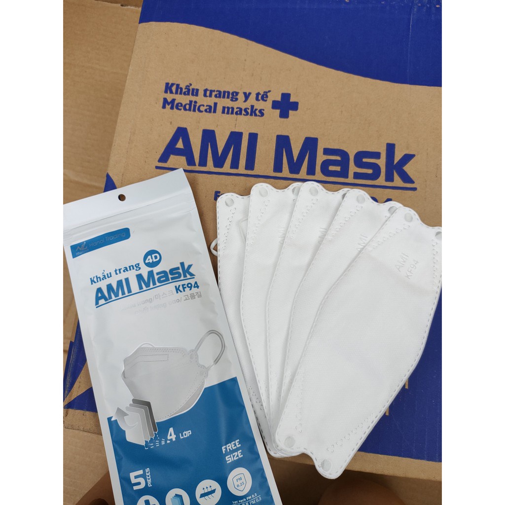 Khẩu trang KF94 AMI 4D Mark kháng khuẩn (túi 10chiếc) - Hàng chính hãng