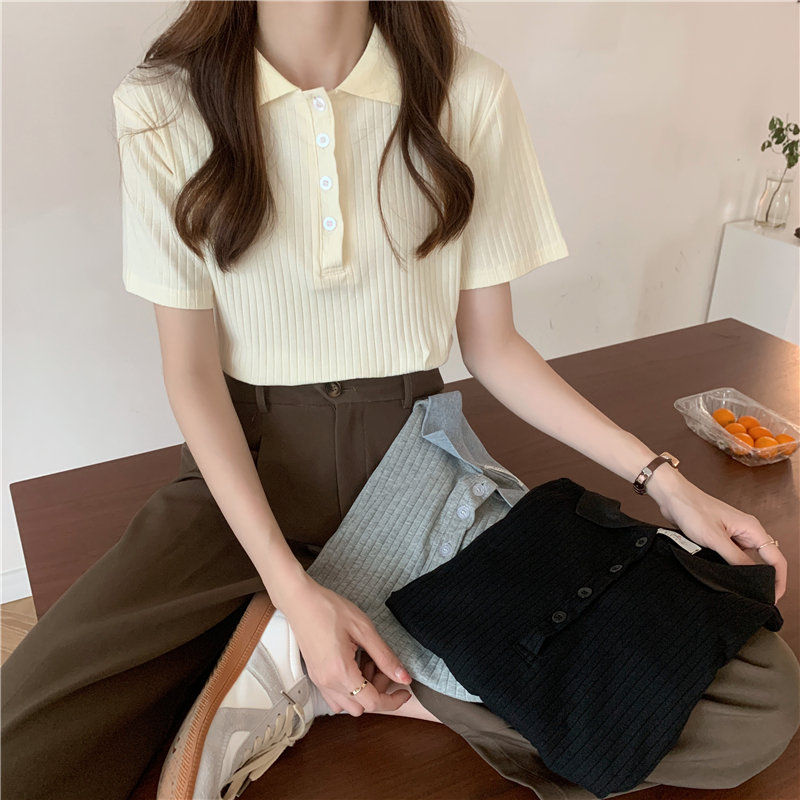 Áo kiểu SUXI ngắn tay dáng ôm phong cách Hàn Quốc thời trang mùa hè dành cho nữ