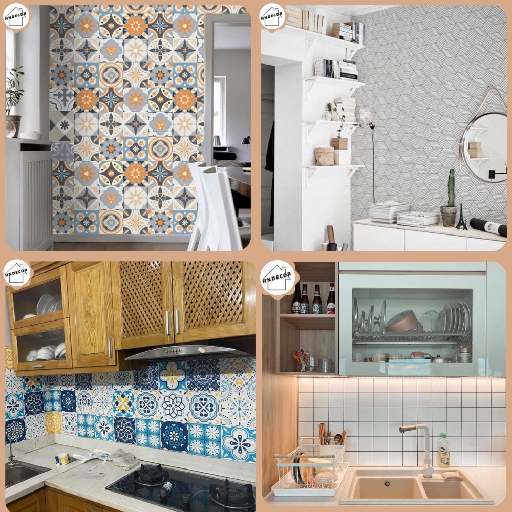 Decal gạch bông dán bếp khổ 40x60cm, decal dán nhà vệ sinh - trang trí nhà cửa - HN Decor