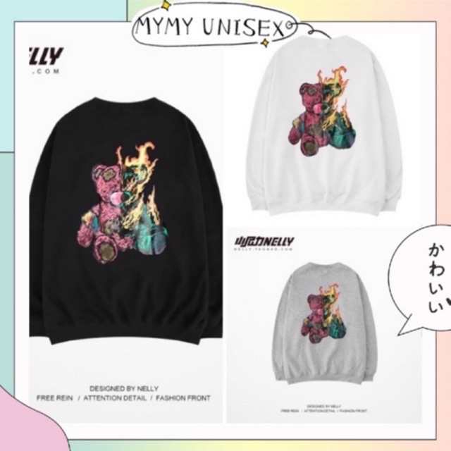 [ Đủ size ] Áo nỉ da cá dày dặn hình GẤU LỬA sắc nét form UNISEX nam nữ _ My MYMY UNISEX | BigBuy360 - bigbuy360.vn