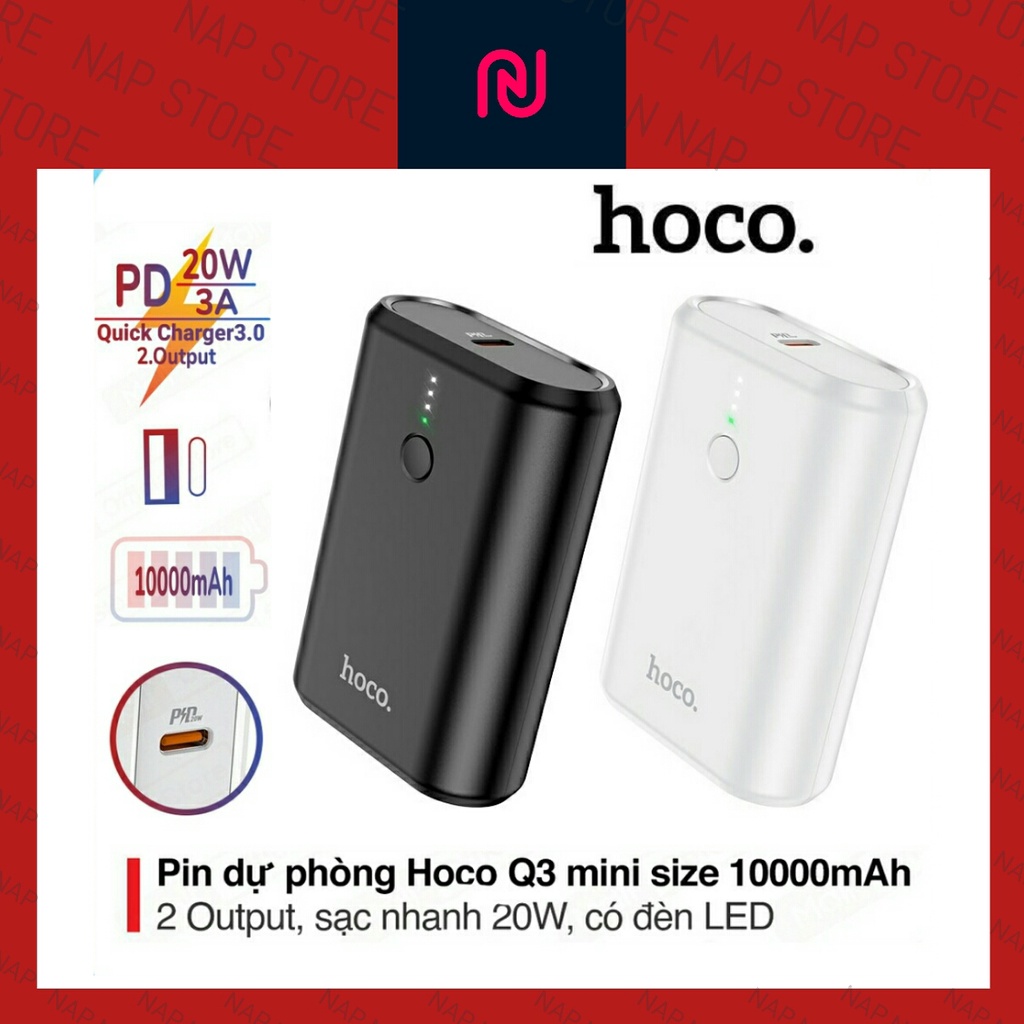 Sạc Dự Phòng 20W 10000mah Hoco Q3 New Hỗ Trợ Sạc Nhanh PD - Bảo Hành Chính Hãng 12 Tháng