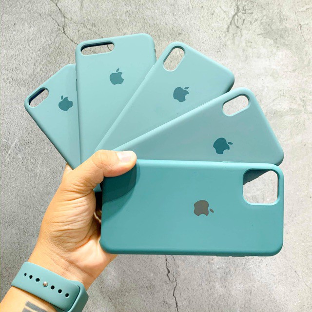 Ốp iphone chống bẩn dễ lau chùi có logo táo màu xanh Midnightgreen choh 6/6s/6Plus/7/8/8Plus/X/XsMax/11/11pro/11promax