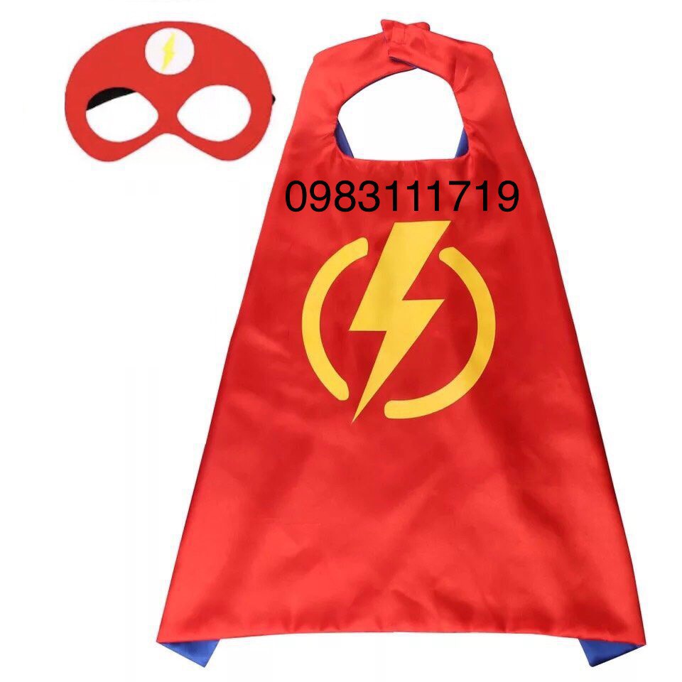 Áo choàng siêu nhân cho bé trai hóa trang siêu nhân tia chớp the flash kèm mặt nạ che mắt hm03616