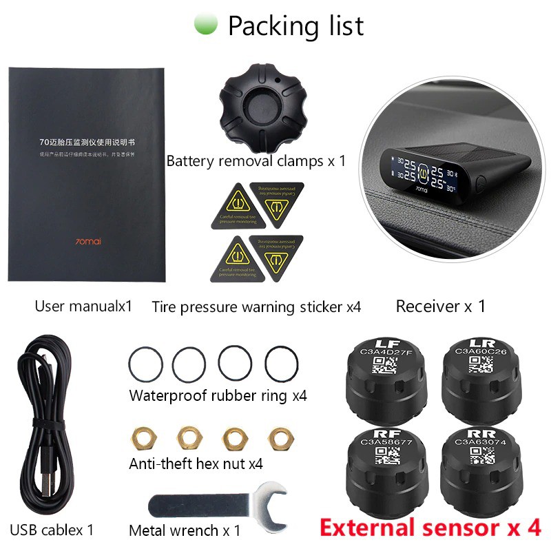 Cảm biến áp suất lốp van ngoài Xiaomi 70Mai Lite