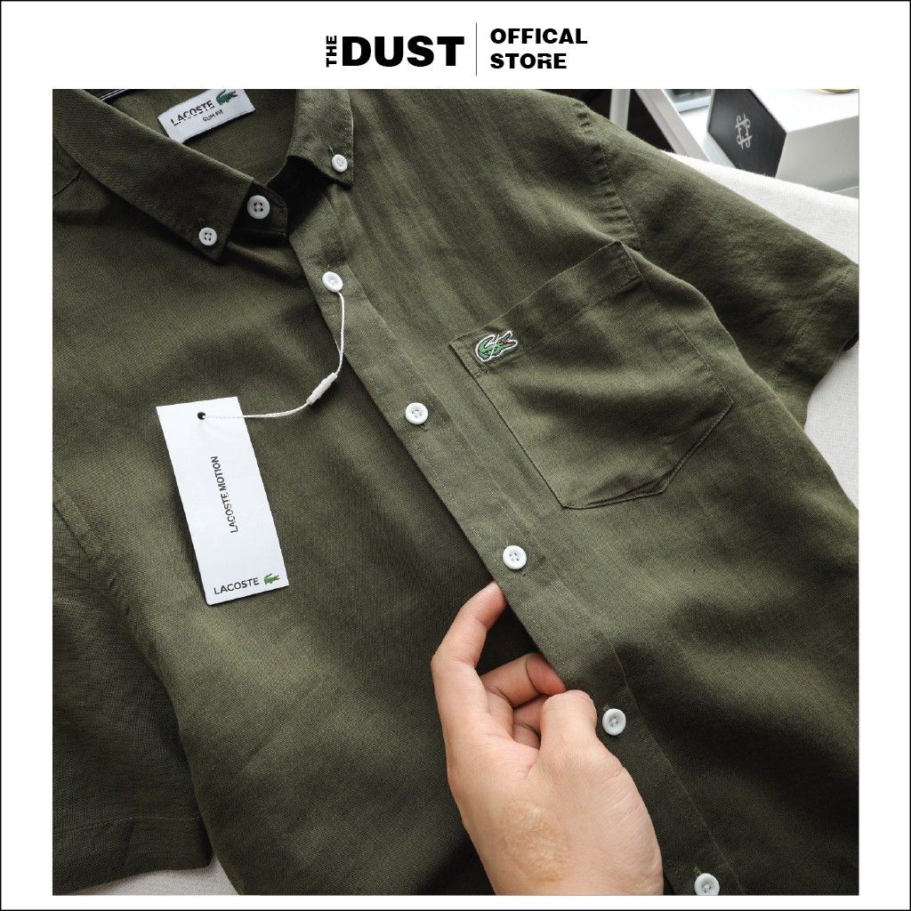 Áo sơ mi nam ngắn tay vải đũi LCT form slim fit, Sơ mi nam công sở chất liệu linen nhẹ cao cấp