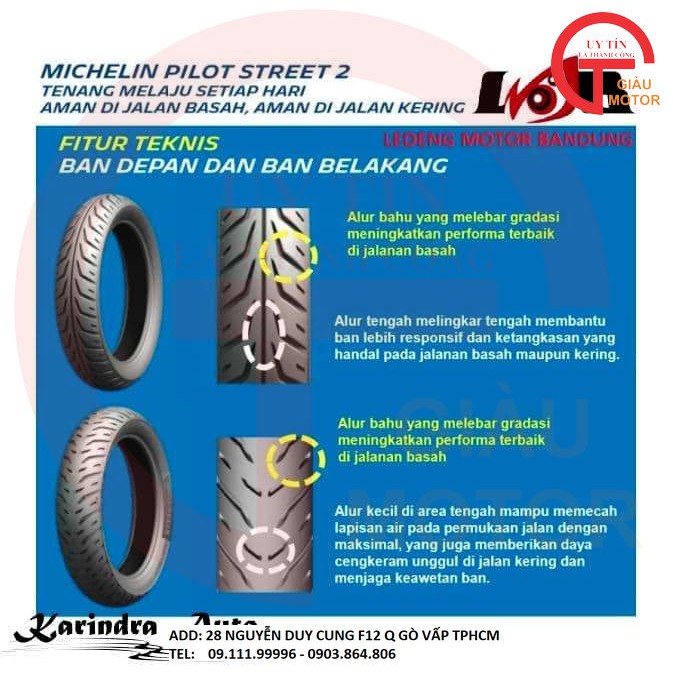 VỎ LỐP MICHELIN PILOT STREET 2 SIZE 100/90-14 40S TL CHÍNH HÃNG DÙNG CHO BÁNH SAU PCX, SH MODE..