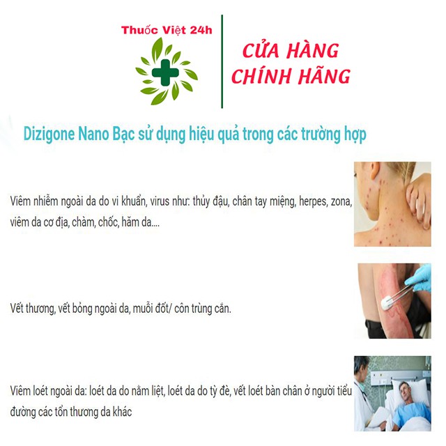 Dizigone Nano Bạc – Kháng khuẩn vượt trội, tái tạo da, ngăn ngừa sẹo, tuýp kem 25gr