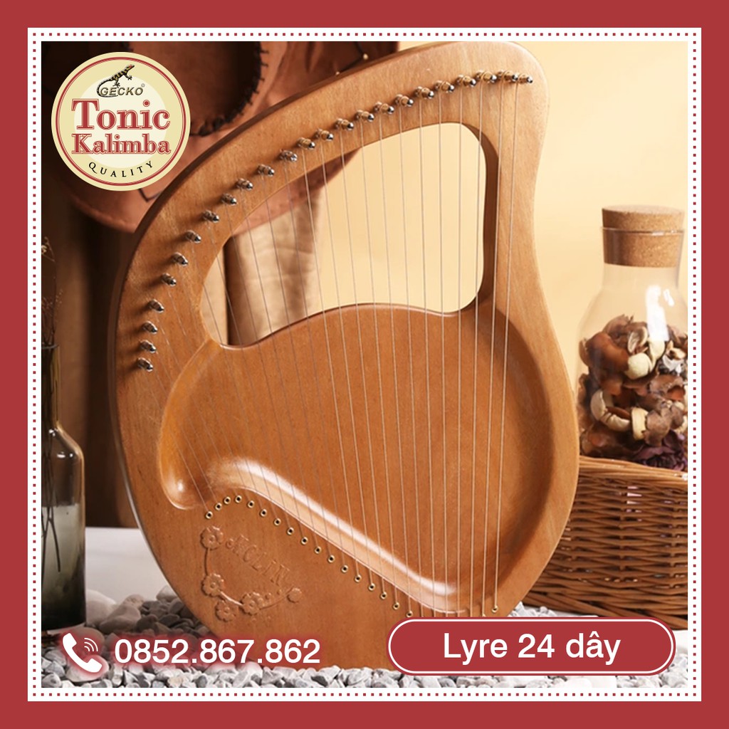 [Lyre 24 dây] Đàn Lyre 24 dây Lyre Harp Molin-MM103 Nâu Hạt Dẻ tặng cây chỉnh dây, phím gãy đàn, khăn lau